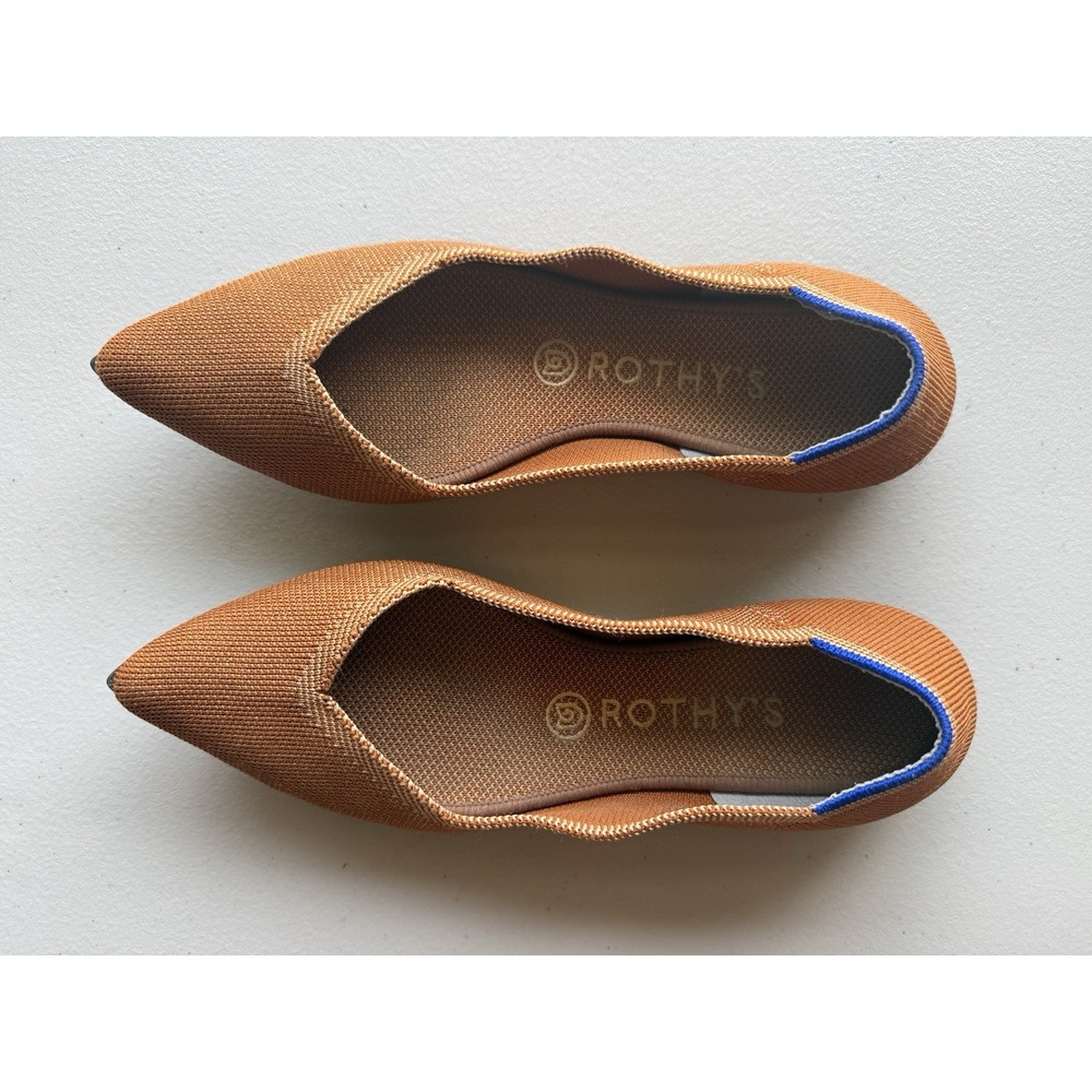Rothy's The Point Knit Flats Brown Cognac Ballet Shoes 6.5 - Picture 4 of 12